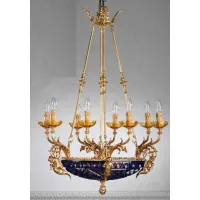 Picture Italian richly decorated chandelier made of gold-plated bronze and crystal