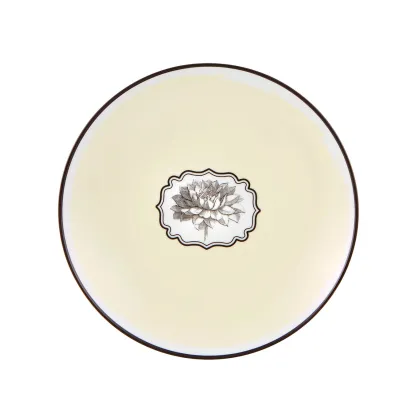 Zdjęcie Porcelanowy żółty talerz deserowy Herbariae z motywem inspirowanym kwiatami - Vista Alegre