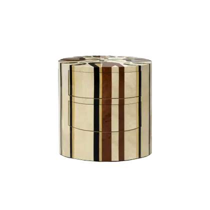 Zdjęcie Stylowy okrągły stolik nocny z dwiema szufladami