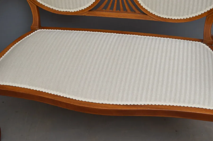 obrazek 7 Atrakcyjna mahoniowa i inkrustowana sofa w stylu edwardiańskim - antyk z XIX wieku