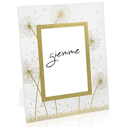 Picture A unique photo frame 9x13 cm decorated with stylized golden dandelions