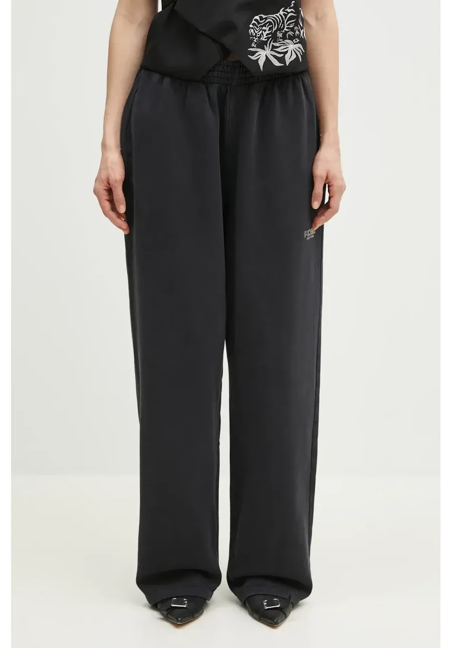 obrazek 1 Martine Rose spodnie dresowe bawełniane Wide Leg damskie kolor czarny z nadrukiem 606JS02002C