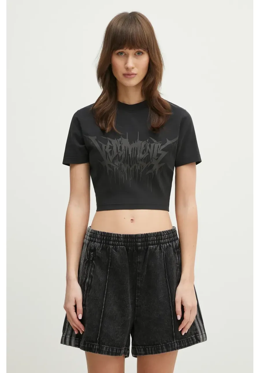 obrazek 1 VETEMENTS t-shirt Drip Metal Cropped Fitted damski kolor czarny WA66TR730B