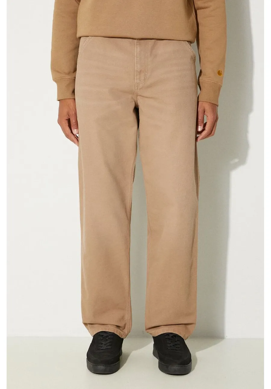 obrazek 1 Carhartt WIP spodnie bawełniane Single Knee Pant kolor beżowy proste I031497.2FS3K