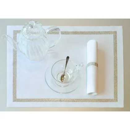 Picture Linen place mat with New York metal rhinestones