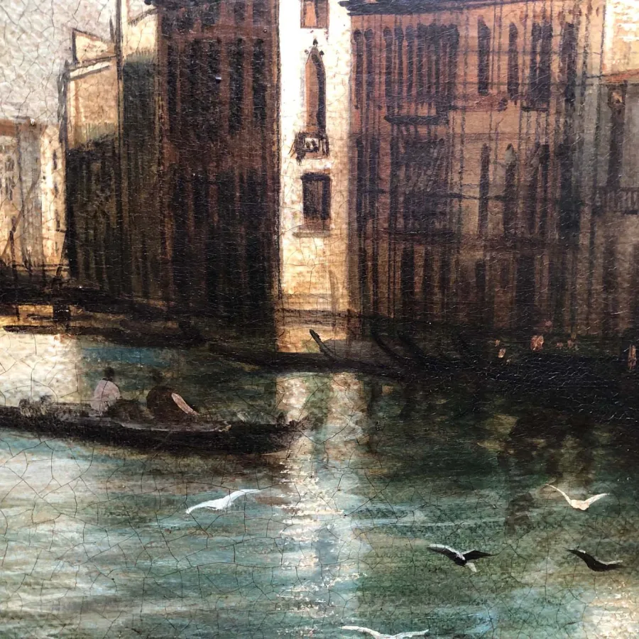 obrazek 4 Włoski obraz przedstawiający Kanał Giudecca w Wenecji 50x130 cm - Giancarlo Gorini