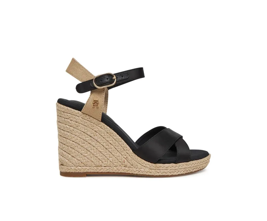 obrazek 1 Tommy Hilfiger Espadryle Satin High Wedge Espadrille FW0FW08602 Czarny