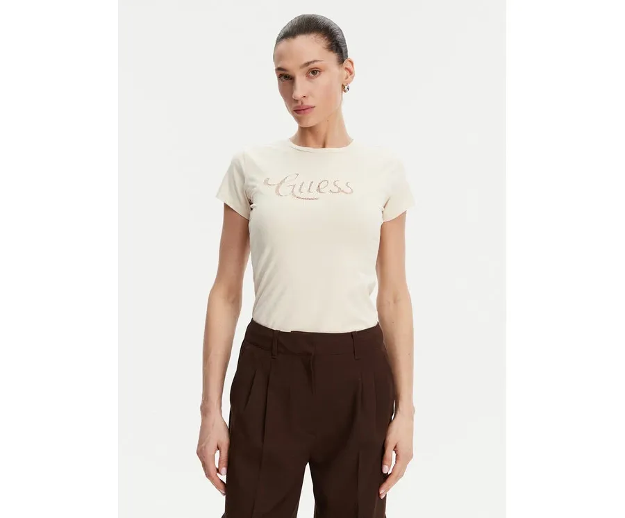 obrazek 1 Guess T-Shirt W5GI47 KA0Q1 Écru Slim Fit