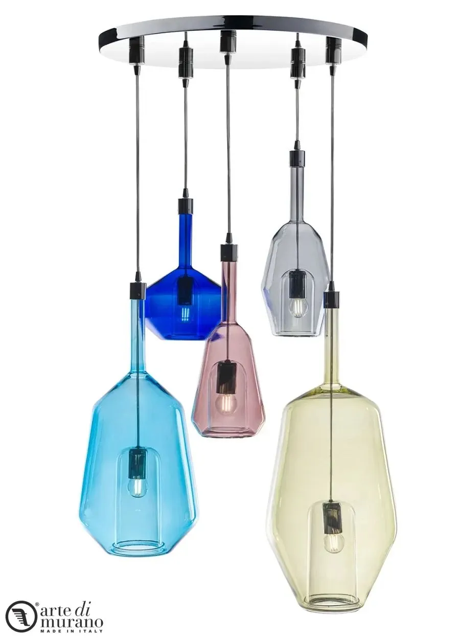 obrazek 1 Dekoracyjne oświetlenie ze szkła Murano do salonu pięć świateł mieszanych