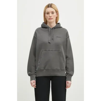 Zdjęcie Carhartt WIP bluza bawełniana Hooded Lumo Sweat damska kolor szary z kapturem gładka I034375.89GD