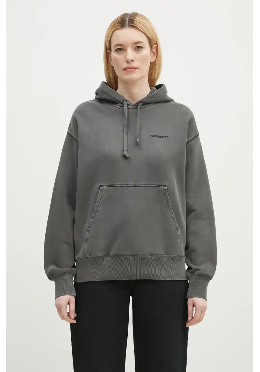 obrazek 1 Carhartt WIP bluza bawełniana Hooded Lumo Sweat damska kolor szary z kapturem gładka I034375.89GD