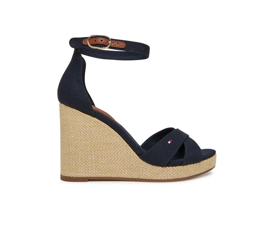 obrazek 1 Tommy Hilfiger Sandały Flag High Wedge Espad Crisscross FW0FW08661 Granatowy