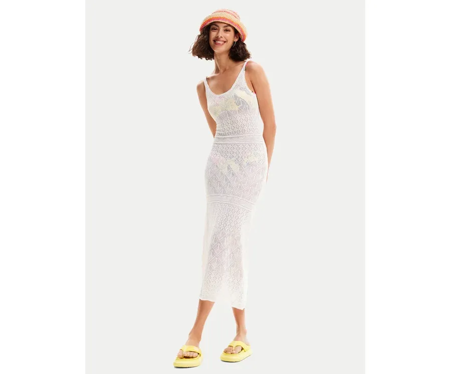 obrazek 1 Desigual Sukienka plażowa Kenia 24SWMF02 Biały Regular Fit