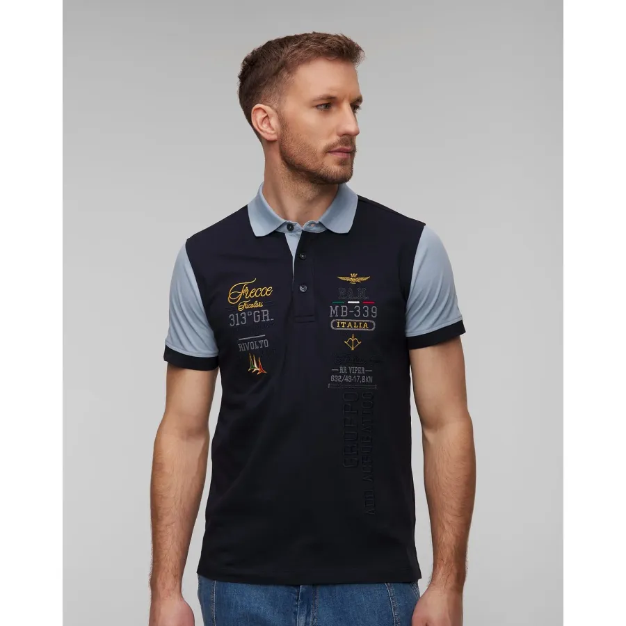 obrazek 1 Granatowe Polo Męskie Aeronautica Militare