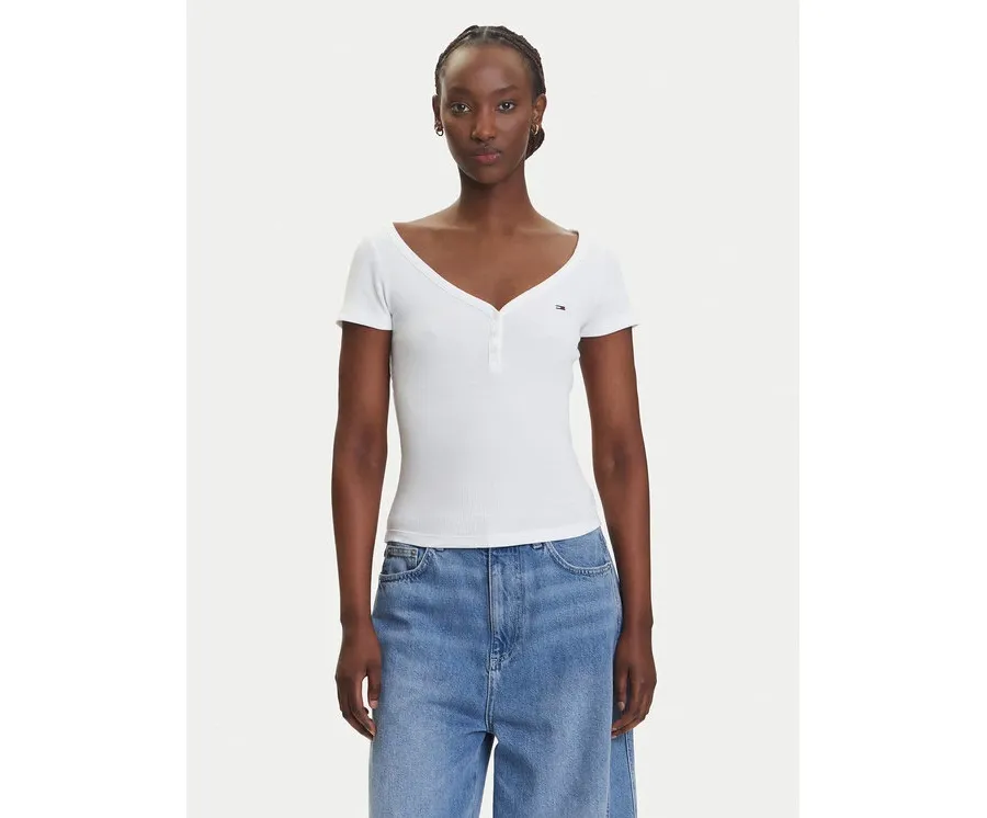 obrazek 1 Tommy Jeans T-Shirt Henley DW0DW20902 Biały Slim Fit