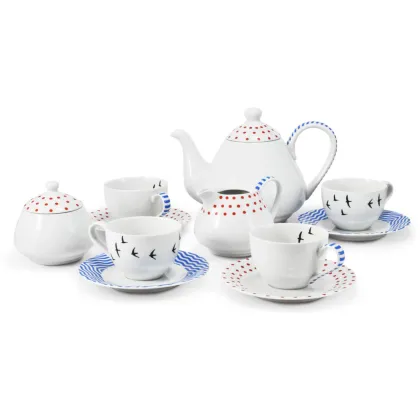 Zdjęcie Piękny 11-elementowy zestaw do herbaty z porcelany z kolekcji BeFree – Leander