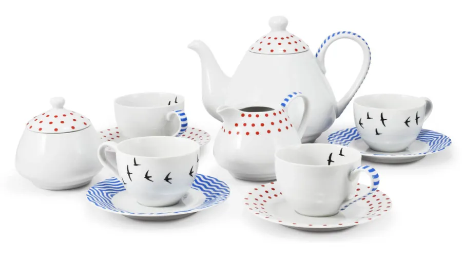 obrazek 1 Piękny 11-elementowy zestaw do herbaty z porcelany z kolekcji BeFree – Leander