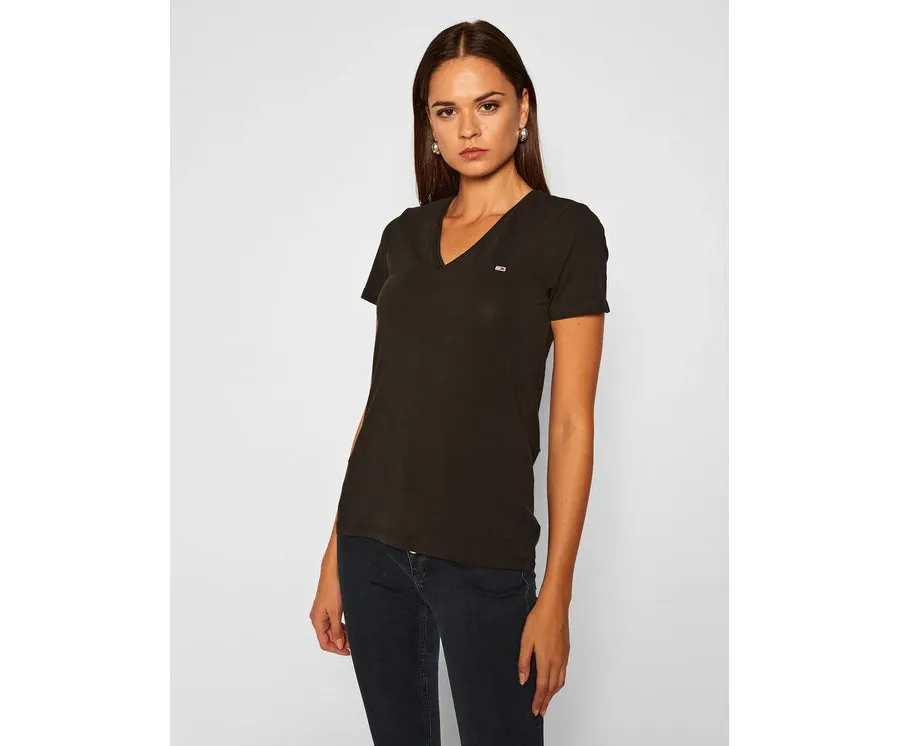 obrazek 1 Tommy Jeans T-Shirt Tjw Skinny Stretch DW0DW09197 Czarny Slim Fit