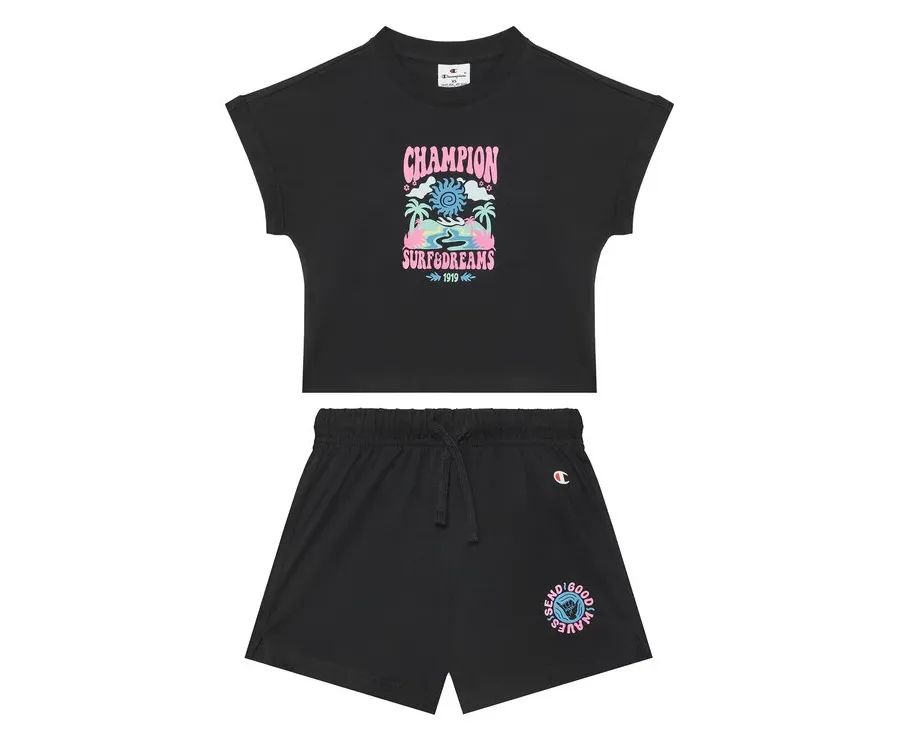 obrazek 1 Champion Komplet t-shirt i spodenki 405127 Czarny Regular Fit