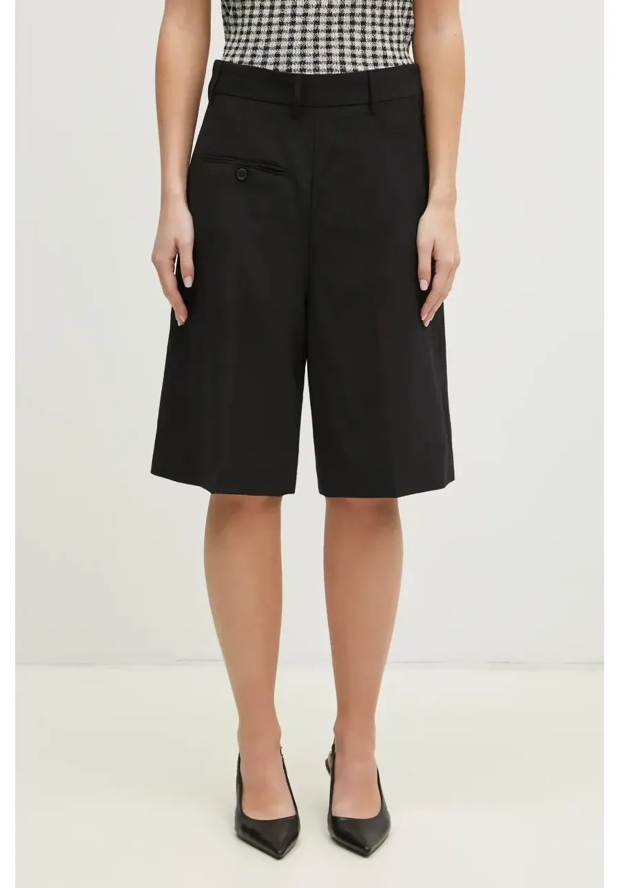 obrazek 1 MM6 Maison Margiela szorty wełniane damskie kolor czarny gładkie high waist S52MU0125