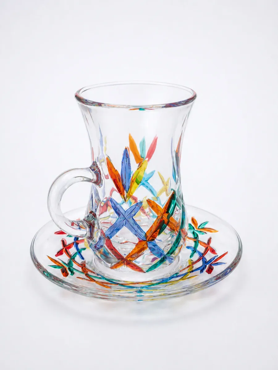 picture 1 Colorful hand-painted cups and saucers straight from Italy - set of 6