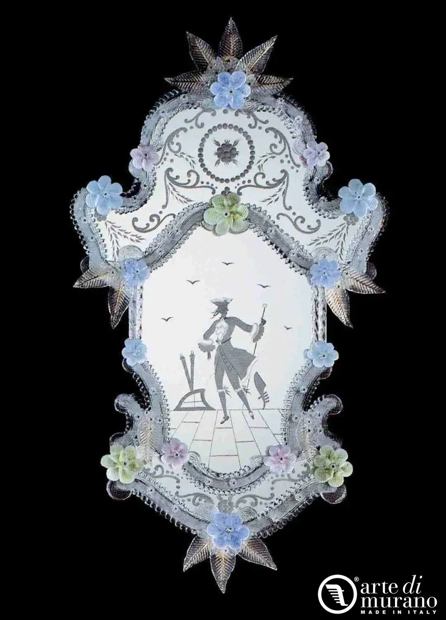 obrazek 1 Designerskie lustro w typie weneckim ze szkła Murano