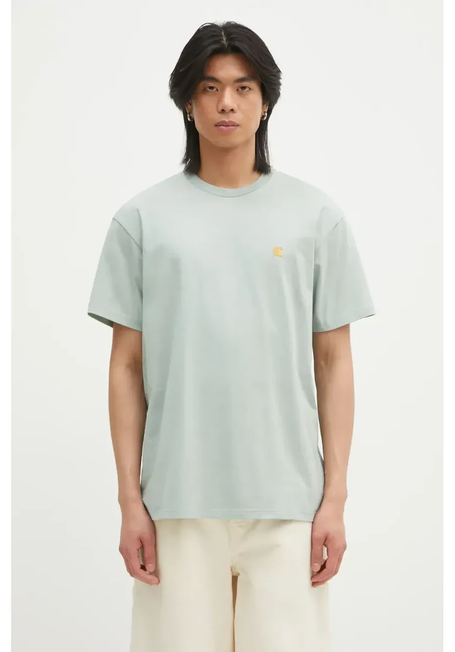 obrazek 1 Carhartt WIP t-shirt bawełniany Chase męski kolor zielony z aplikacją I026391.2O2XX