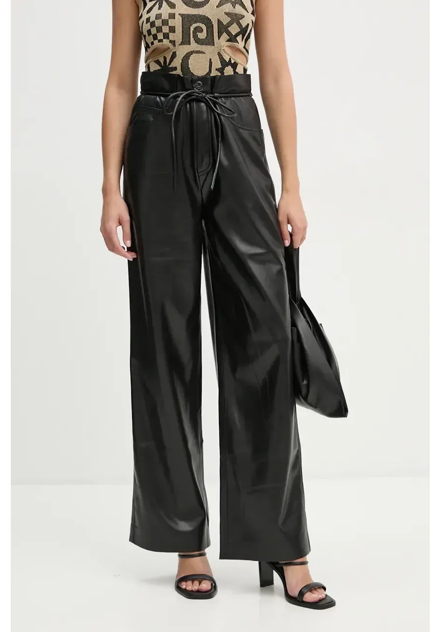 obrazek 1 Nanushka spodnie SATO damskie kolor czarny proste high waist NW24PFOW10151