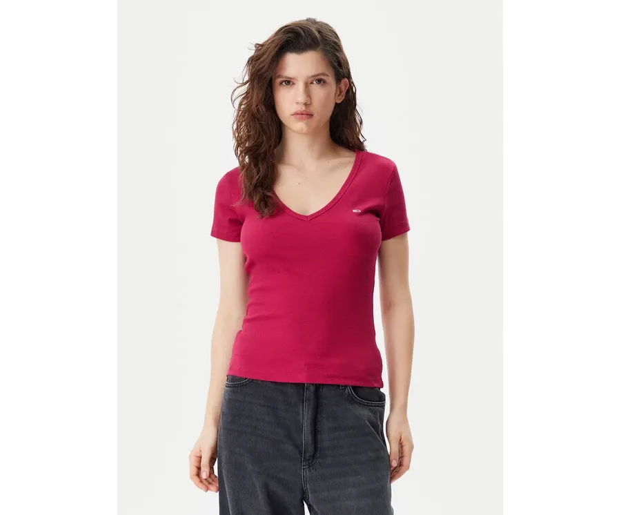 obrazek 1 Tommy Jeans T-Shirt Essential DW0DW17385 Różowy Slim Fit