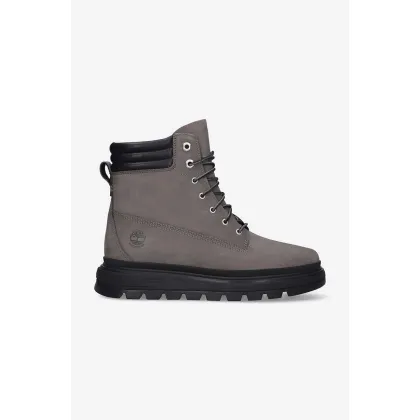 Zdjęcie Timberland workery skórzane Ray City 6 IN Boot WP damskie kolor szary na płaskim obcasie A43HP-GREY