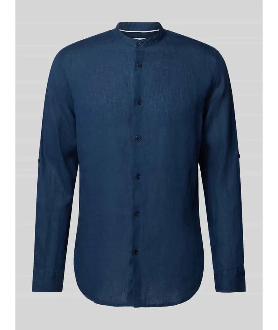 obrazek 1 Koszula lniana o kroju regular fit ze stójką model ‘KYLIAN’