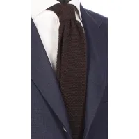 Zdjęcie Elegancki, ciemnobrązowy krawat z dodatkiem kaszmiru