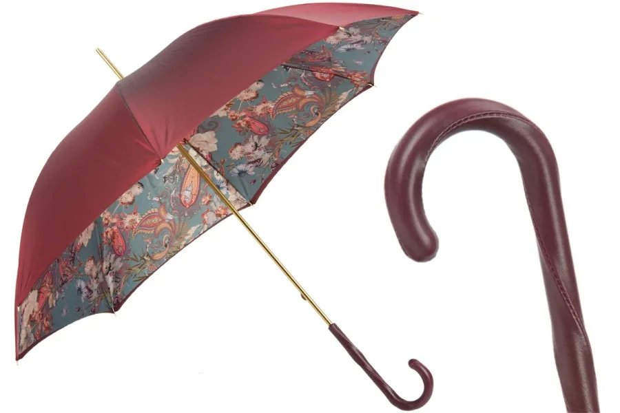 obrazek 1 Piękny klasyczny parasol damski w kolorze burgundowym – Pasotti
