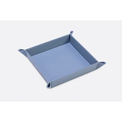 Picture Stylish large blue leather container for small items - for a study or office