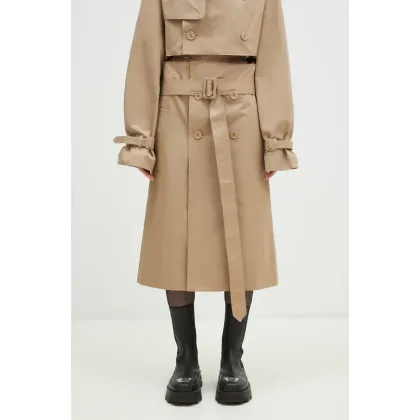 Zdjęcie VETEMENTS spódnica bawełniana Deconstructed Trenchcoat kolor beżowy mini prosta WA66SK400S