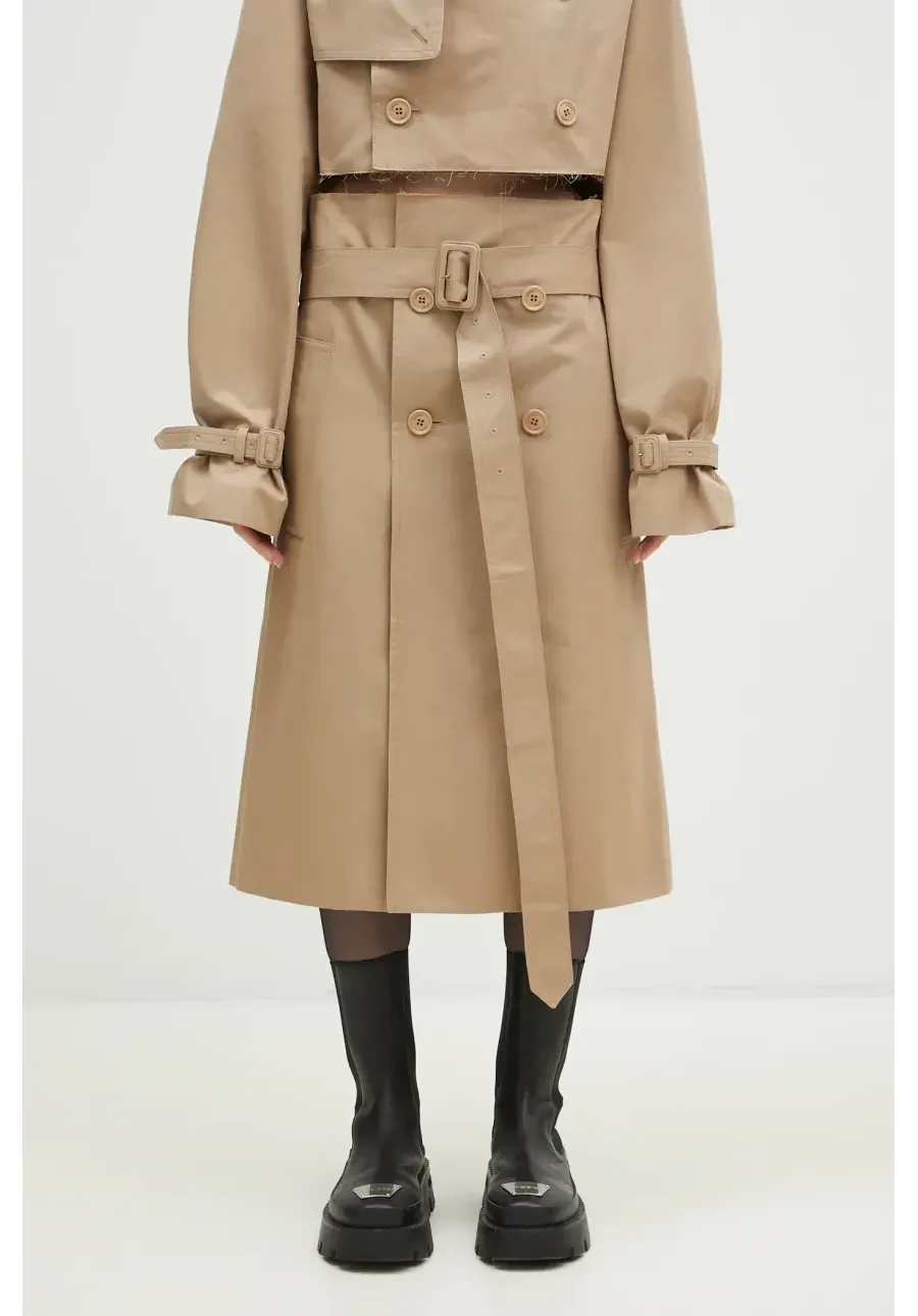 obrazek 1 VETEMENTS spódnica bawełniana Deconstructed Trenchcoat kolor beżowy mini prosta WA66SK400S