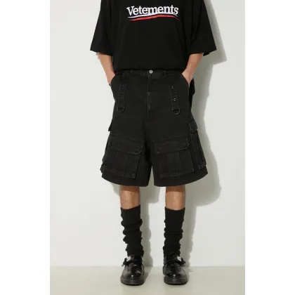 Zdjęcie VETEMENTS szorty jeansowe Multipocket Cargo Denim Shorts męskie kolor czarny UE64SS100B