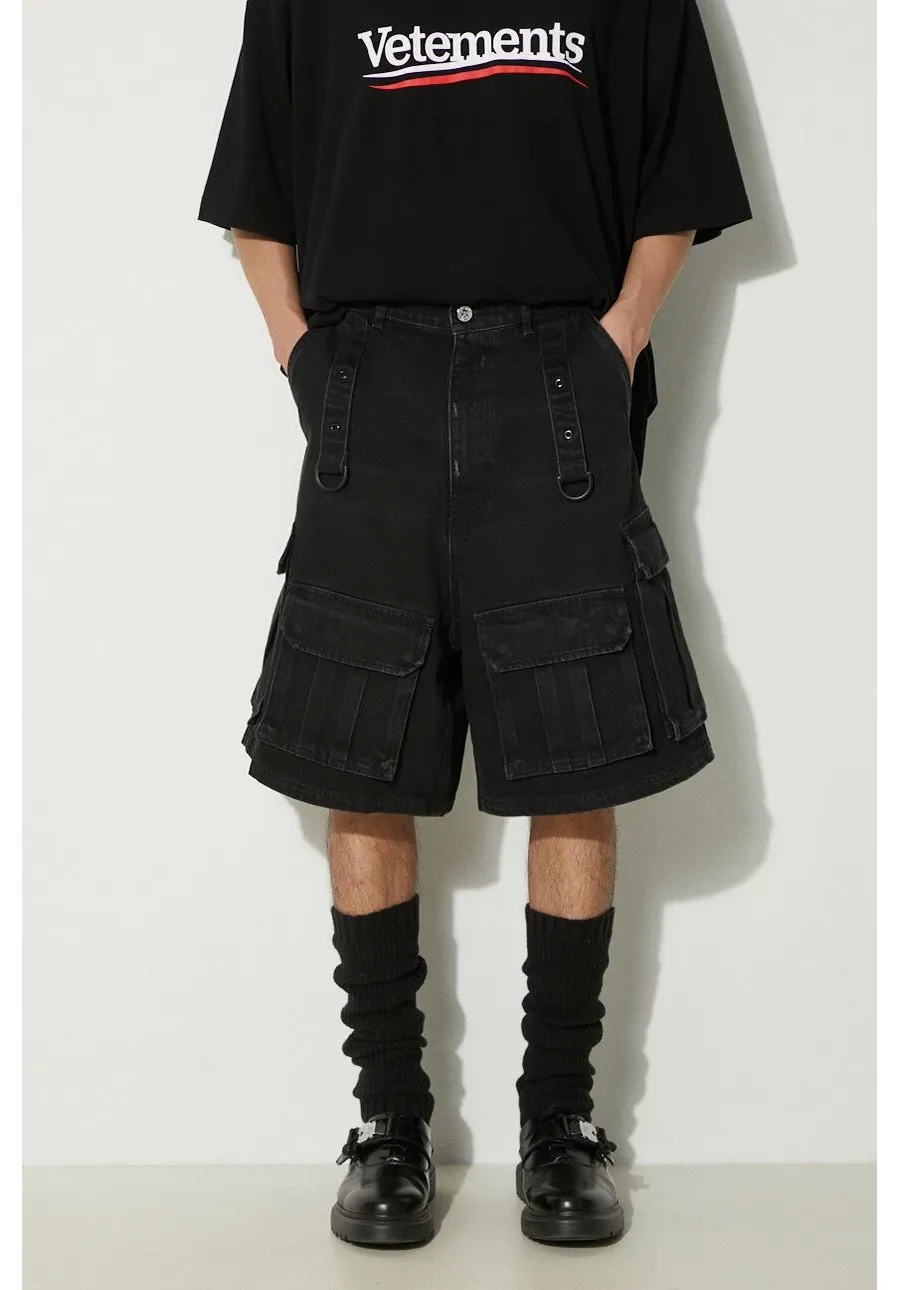 obrazek 1 VETEMENTS szorty jeansowe Multipocket Cargo Denim Shorts męskie kolor czarny UE64SS100B