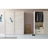Picture Italian wardrobe with 2 sliding doors and internal chest of drawers - Fratelli Mirandola
