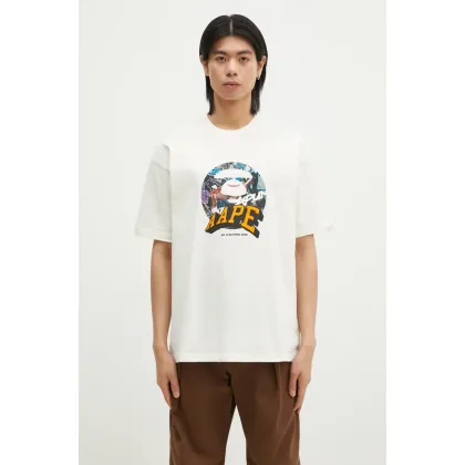 Zdjęcie AAPE t-shirt bawełniany Theme Main męski kolor beżowy z nadrukiem AAPTEM1551XXN