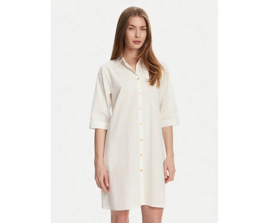 obrazek 1 Selmark Sukienka koszulowa BM033 Écru Relaxed Fit