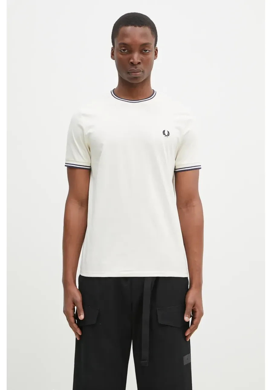 obrazek 1 Fred Perry t-shirt bawełniany męski kolor beżowy gładki M1588.Y24