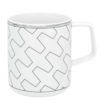 Picture Porcelain mug from the Trasso collection with a geometric platinum pattern - Vista Alegre