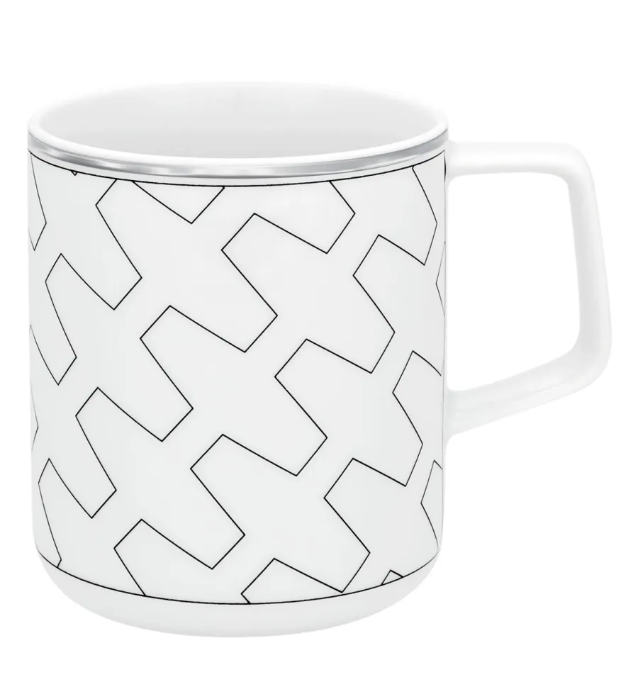 obrazek 1 Porcelanowy kubek z kolekcji Trasso z geometrycznym platynowym wzorem - Vista Alegre