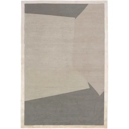 Zdjęcie Brązowo-beżowy dywan z wełny tybetańskiej i jedwabiu