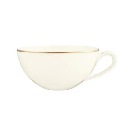 Zdjęcie Kremowa duża porcelanowa filiżanka do herbaty ze złotą obwódką w stylu klasycznym – Tettau