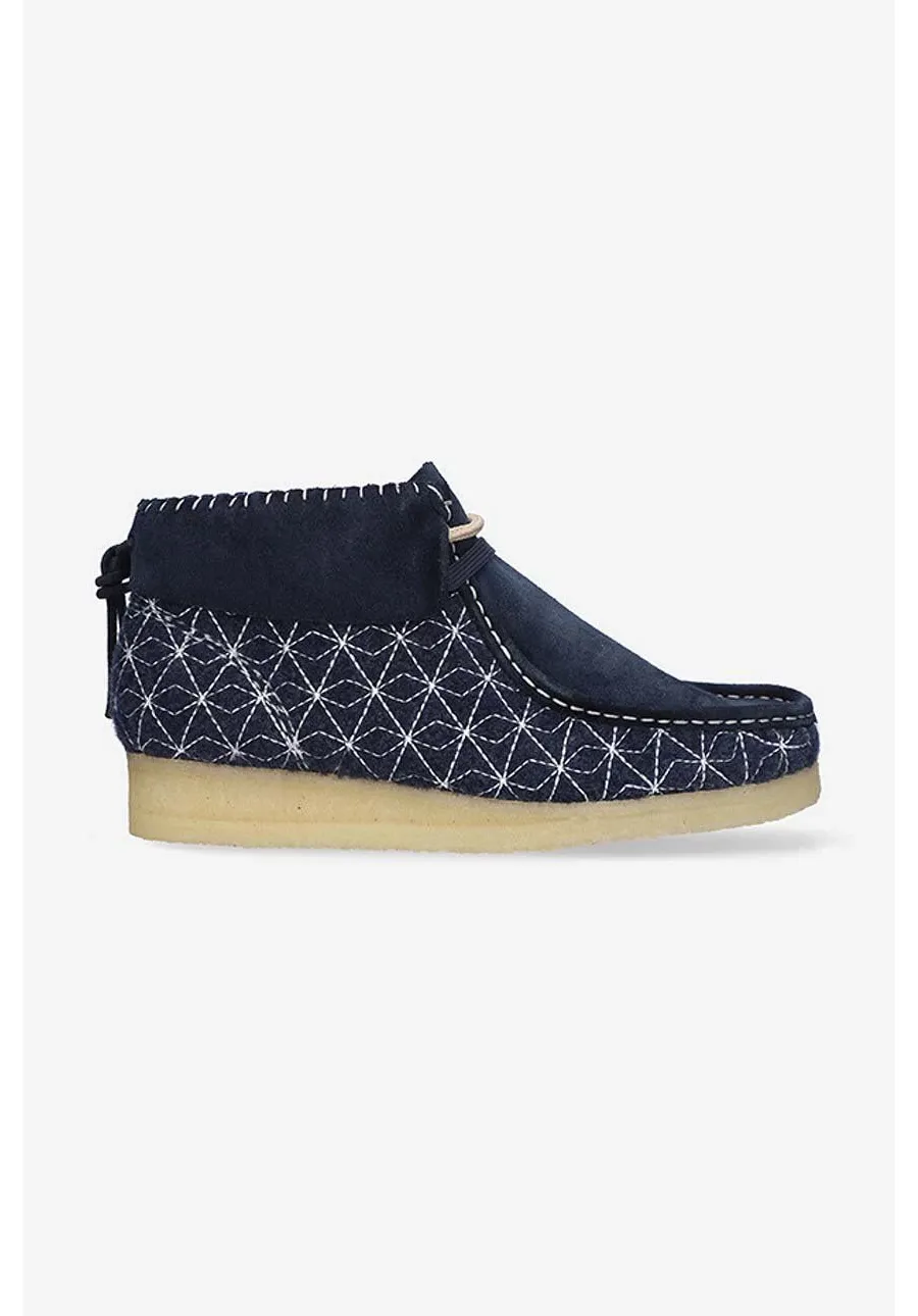 obrazek 1 Clarks Originals botki Wallabee Boot damskie kolor granatowy na płaskim obcasie 26168706