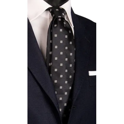 Zdjęcie Włoski, ręcznie szyty krawat w czarnym kolorze