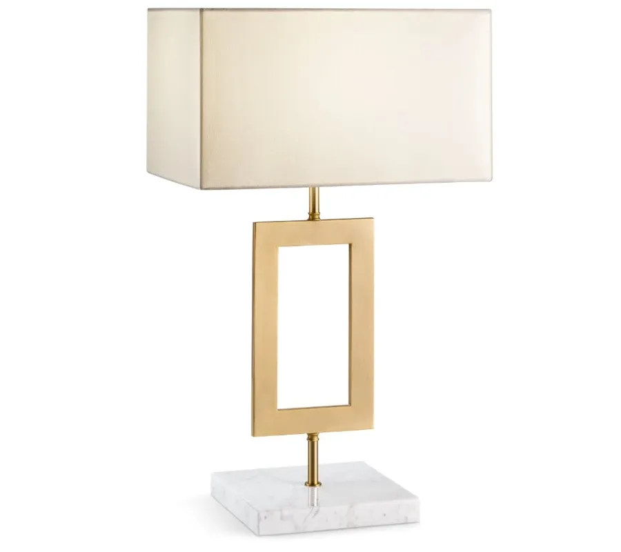 obrazek 1 Elegancka mosiężna lampa stołowa z podstawą z marmuru Carrara i abażurem – Il Paralume Marina