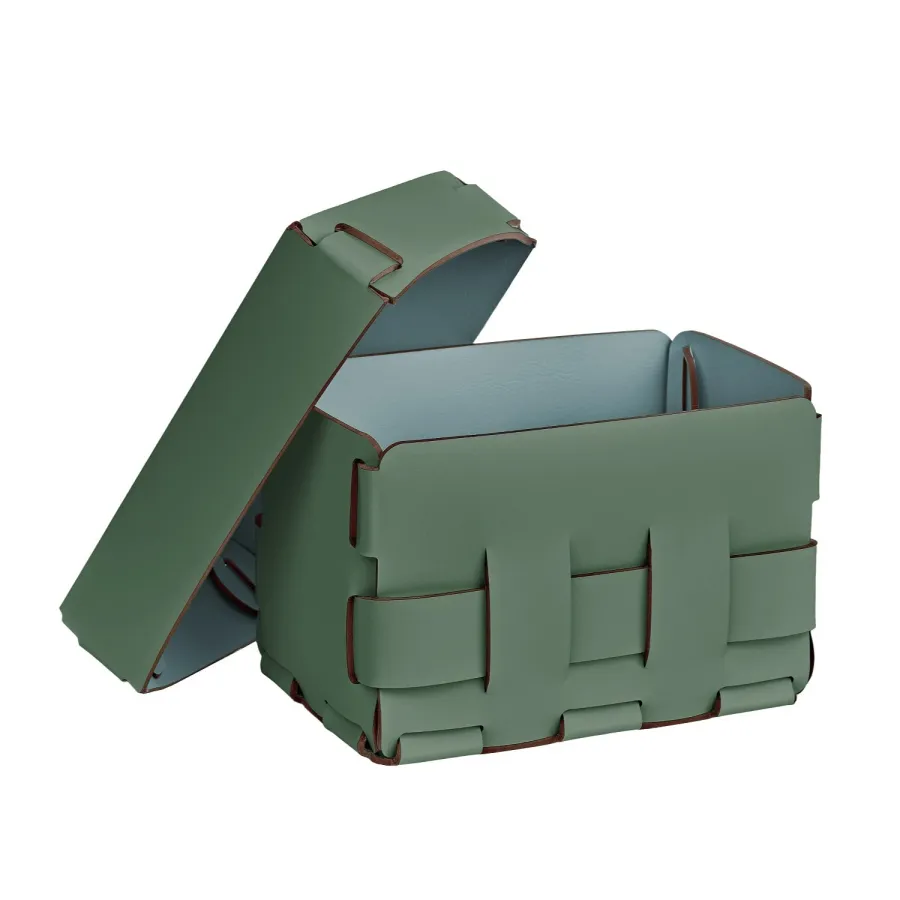 obrazek 2 Mały pleciony koszyk Bottega 12x19xH13 cm w wyjątkowym kolorze liści eukaliptusa